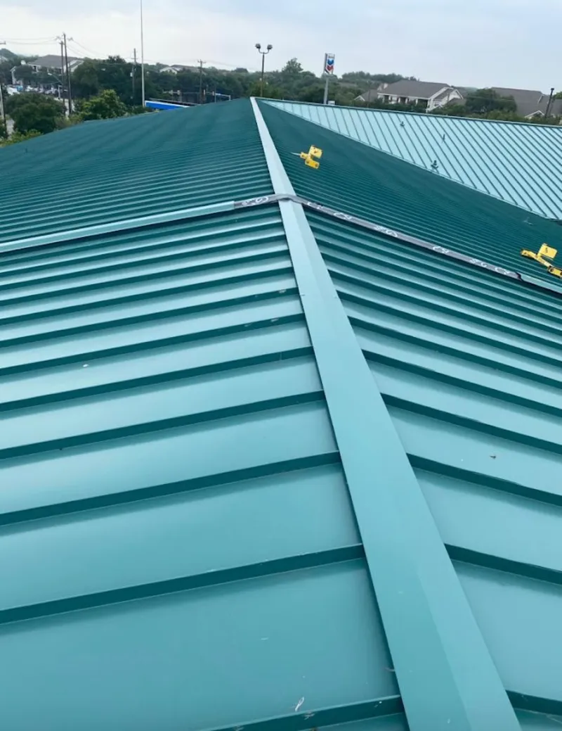 Green commercial metal roof ridge and valley for Metal Roof Repair in Upper Freehold